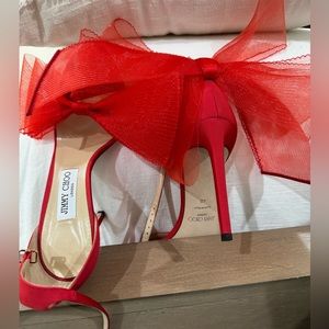 Jimmy Choo heels Women's red Aveline 100 Satin